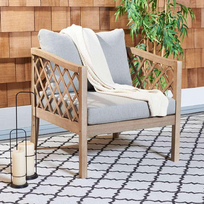 Safavieh - Couture - Fiji Wood Patio Chair - Brown - Light Grey - CPT1036A veiw 3