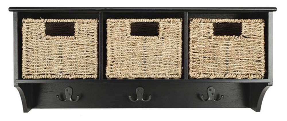 Safavieh - Finley Hanging 3 Basket Wall Rack - Black - HAC5700A veiw 1