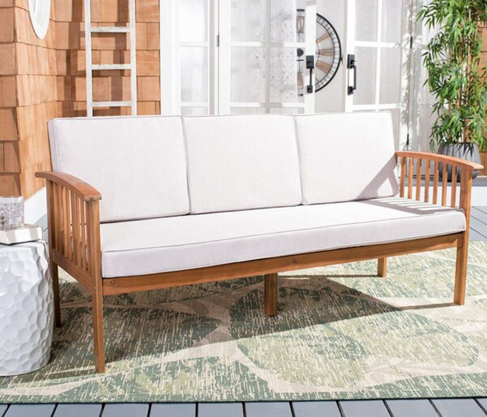 Safavieh - Finnick Outdoor Bench - Natural - Light Grey - PAT7303E veiw 2