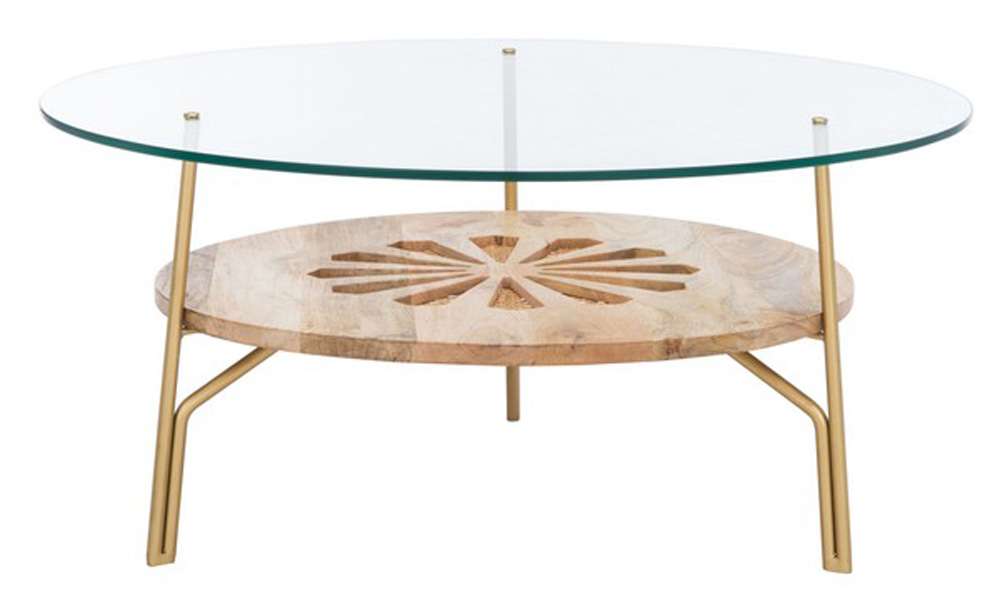 Safavieh - Flora Round Coffee Table - Natural - Brass - COF9005A veiw 1