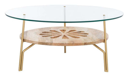 Safavieh - Flora Round Coffee Table - Natural - Brass - COF9005A veiw 1