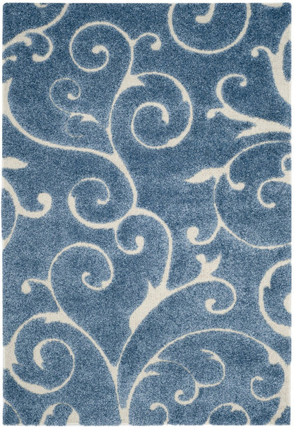 Safavieh - Florida Shag 455-6011 Light Blue Cream - 6" X 8" - SG455-6011-68 view 1