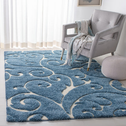 Safavieh - Florida Shag 455-6011 Light Blue Cream - 6" X 8" - SG455-6011-68 view 2