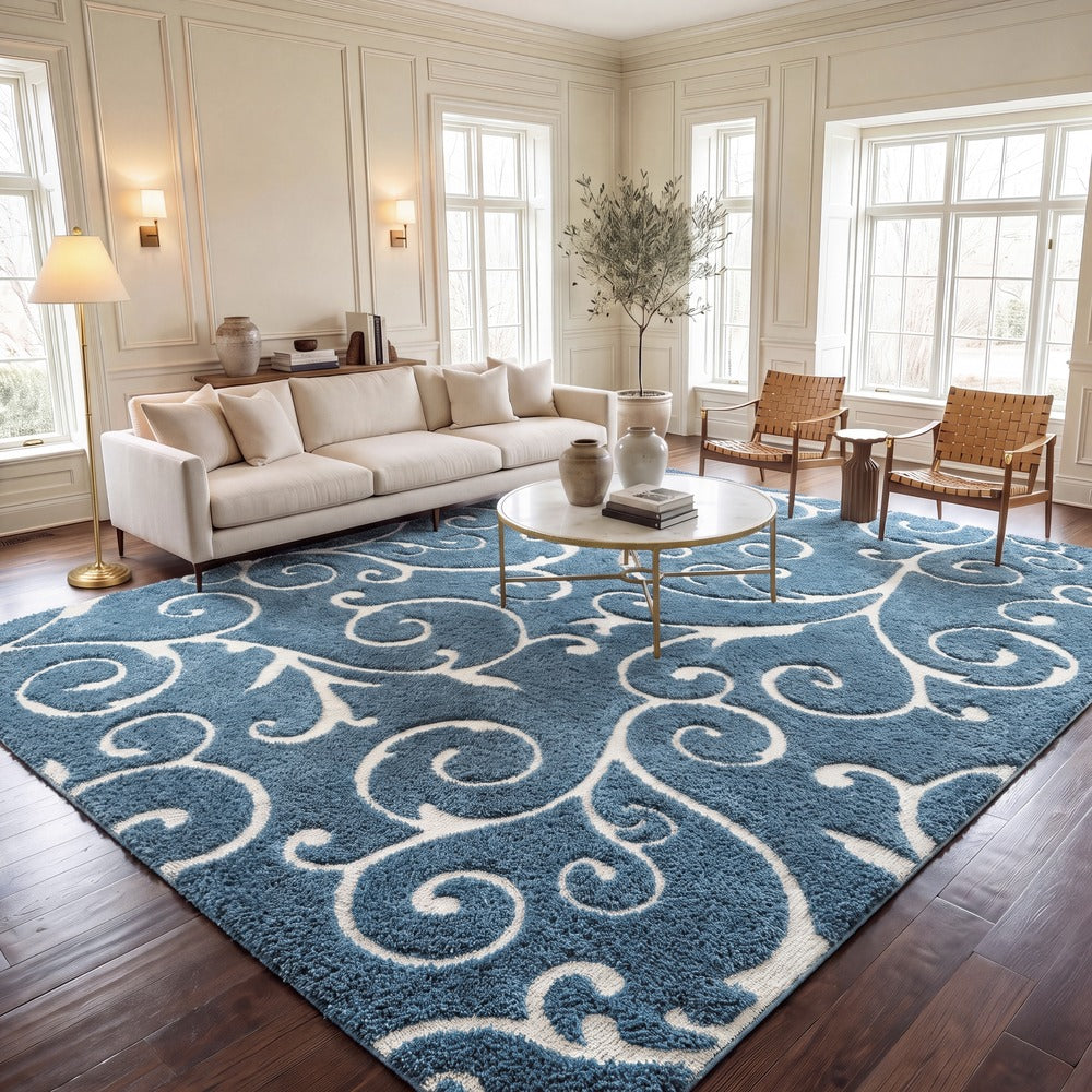 Safavieh - Florida Shag 455-6011 Light Blue Cream - 6" X 8" - SG455-6011-68 view 3