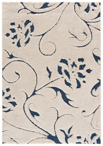 Safavieh - Florida Shag 464-1165 Ivory / Blue - 5.3" X 7.6" - SG464-1165-5 view 1