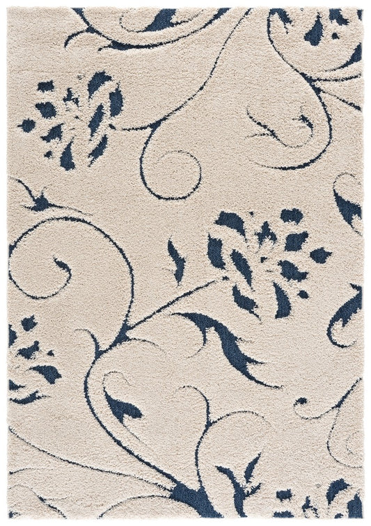 Safavieh - Florida Shag 464-1165 Ivory / Blue - 5.3" X 7.6" - SG464-1165-5 view 1