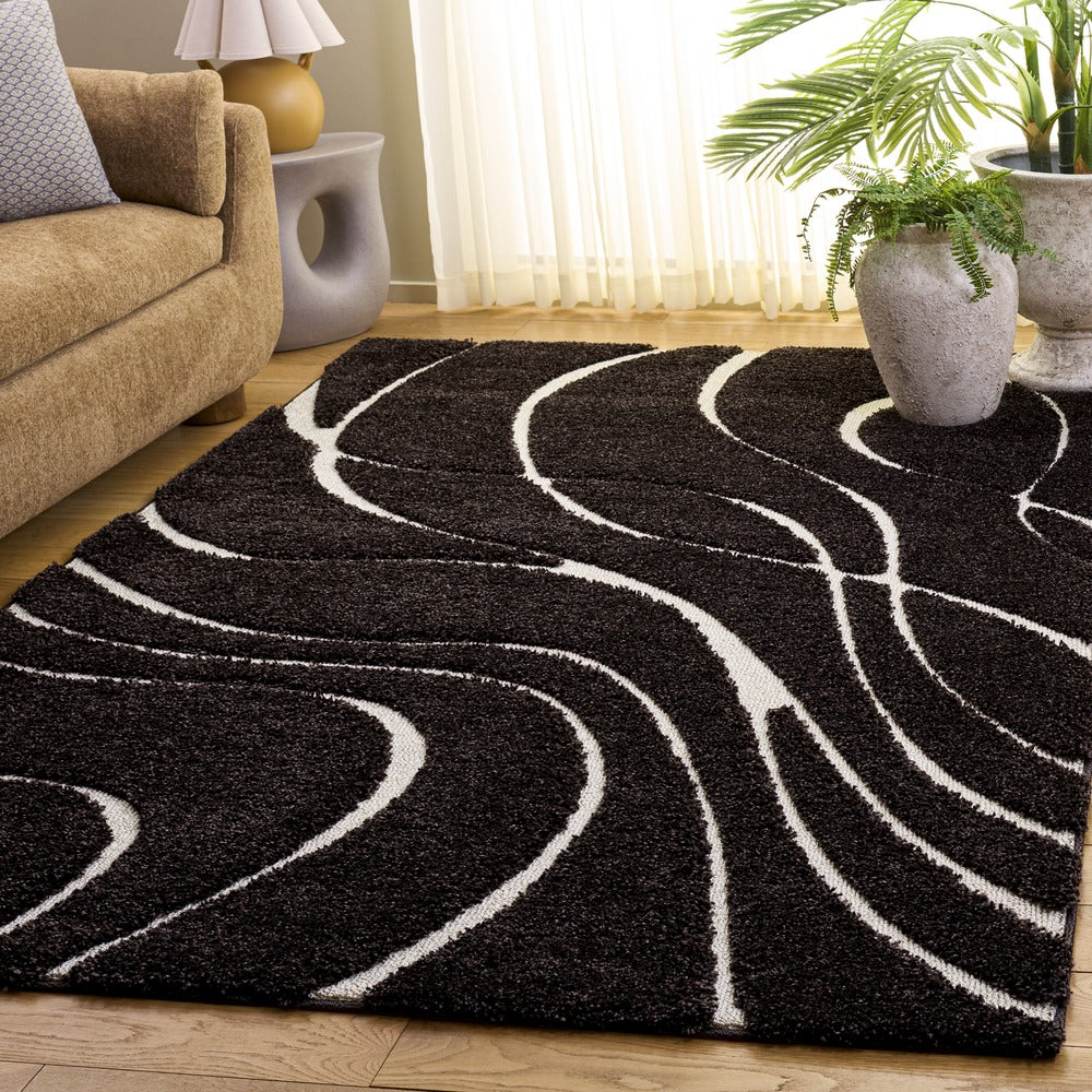 Safavieh - Florida Shag 471-2879 Dark Brown / Cream - 5.3" X 7.6" - SG471-2879-5 view 2