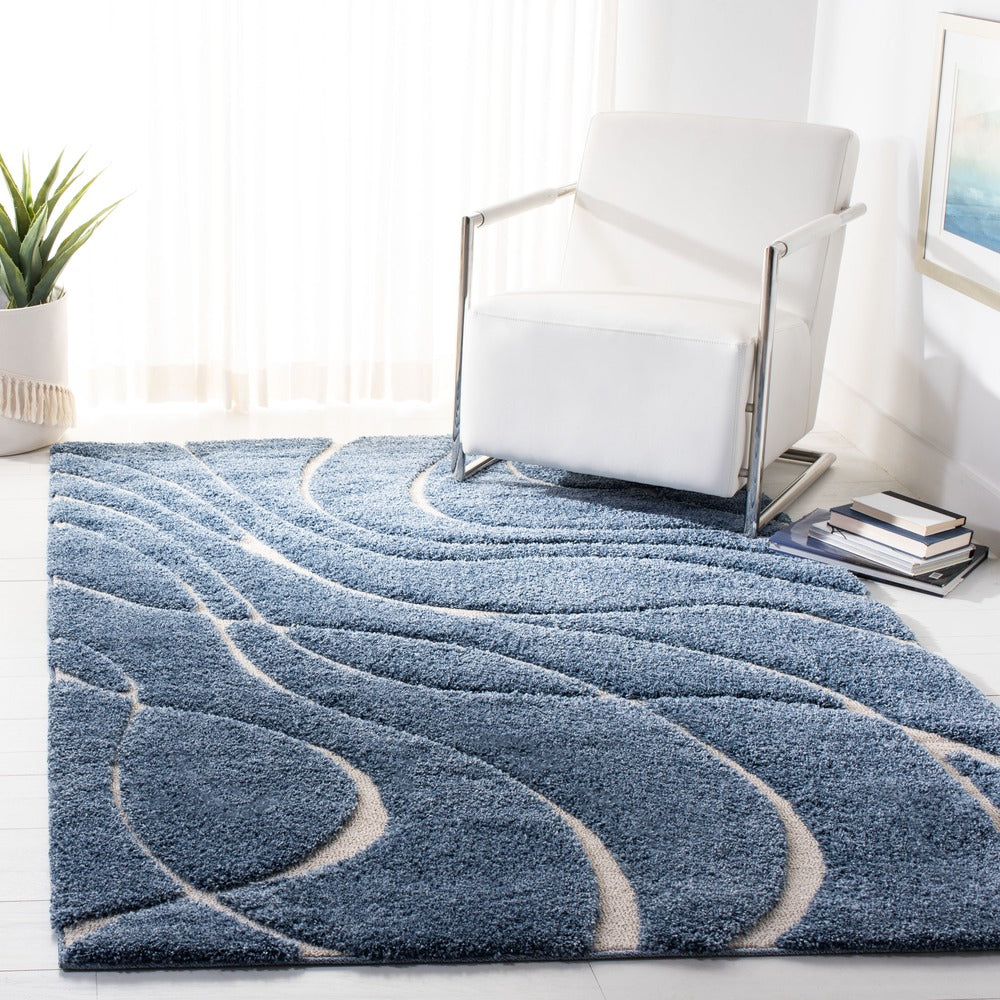 Safavieh - Florida Shag 471-6011 Light Blue Cream - 6" X 8" - SG471-6011-68 view 2