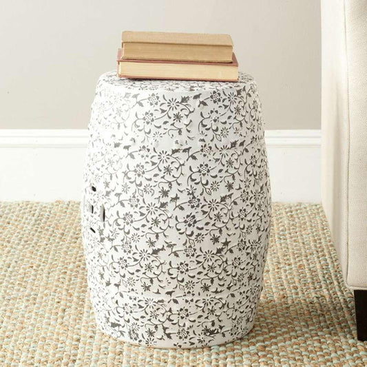 Safavieh - Flower And Vine Garden Stool - White - Multi - ACS4511A veiw 1