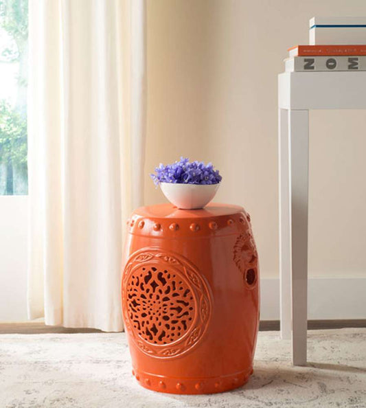 Safavieh - Flower Drum Garden Stool - Orange - ACS4532D veiw 1