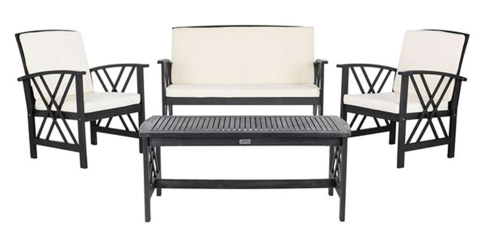 Safavieh - Fontana 4 Pc Outdoor Set - Black - Beige - PAT7008E veiw 1