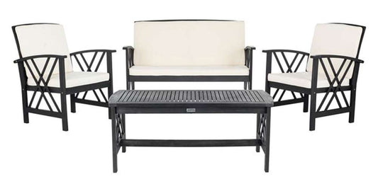 Safavieh - Fontana 4 Pc Outdoor Set - Black - Beige - PAT7008E veiw 1