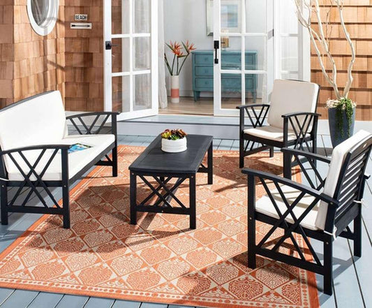 Safavieh - Fontana 4 Pc Outdoor Set - Black - Beige - PAT7008E veiw 2