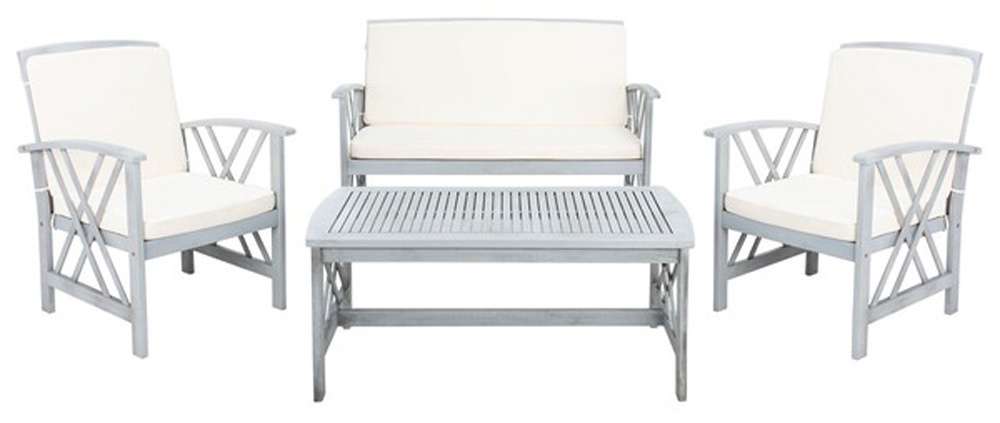 Safavieh - Fontana 4 Pc Outdoor Set - Grey - Beige - PAT7008B veiw 1