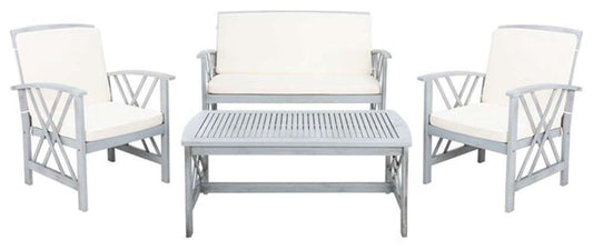 Safavieh - Fontana 4 Pc Outdoor Set - Grey - Beige - PAT7008B veiw 1