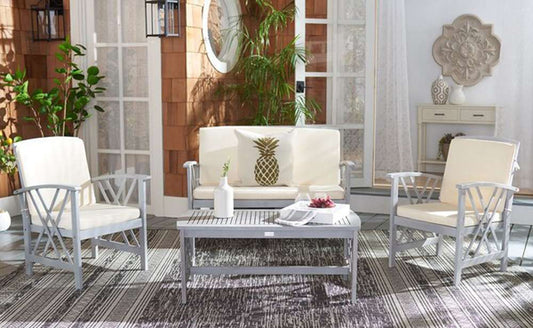 Safavieh - Fontana 4 Pc Outdoor Set - Grey - Beige - PAT7008B veiw 2