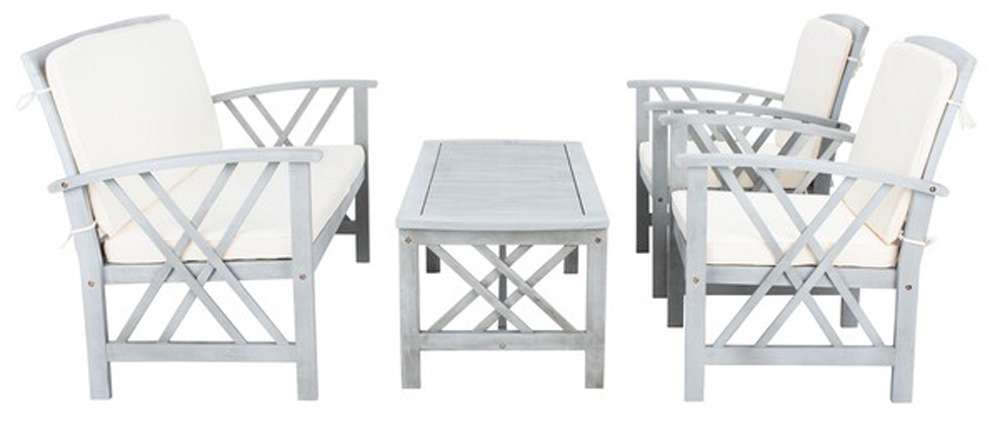 Safavieh - Fontana 4 Pc Outdoor Set - Grey - Beige - PAT7008B veiw 3