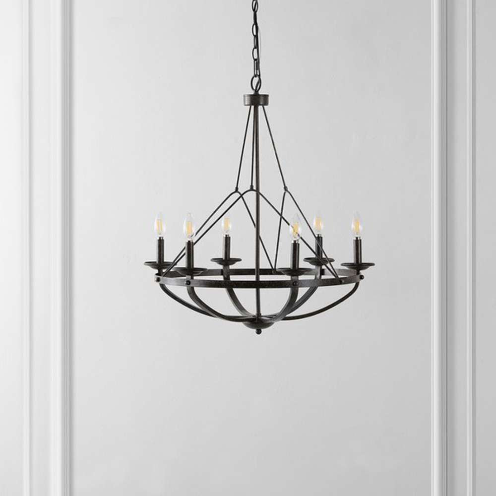 Safavieh - Fraser 6Lt 26in Chandelier - Silver - Black - CHA4049A veiw 1