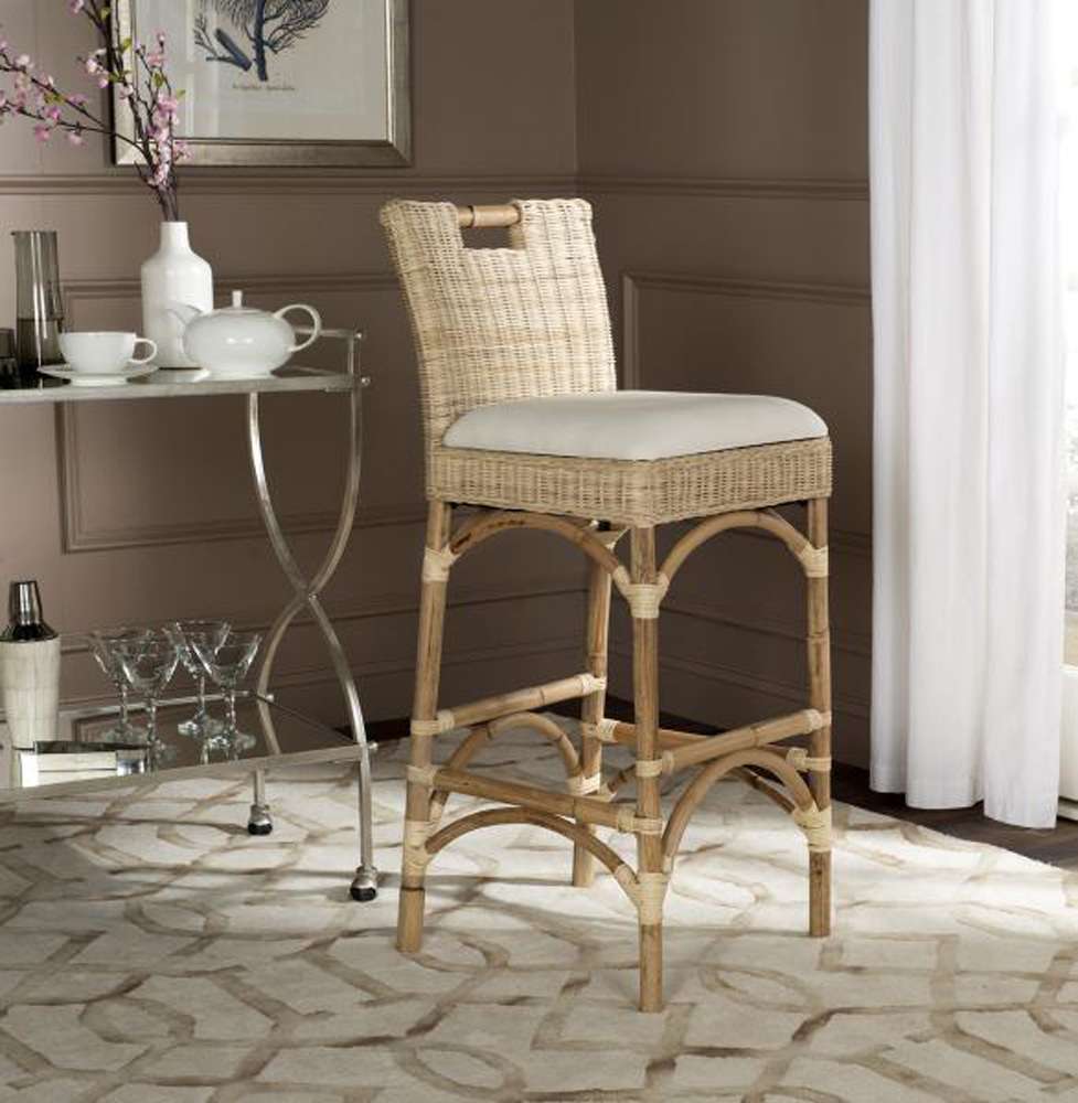 Safavieh - Fremont Barstool - White - Natural - FOX6532A veiw 2
