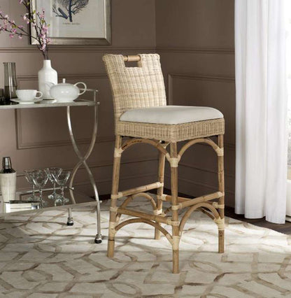 Safavieh - Fremont Barstool - White - Natural - FOX6532A veiw 2