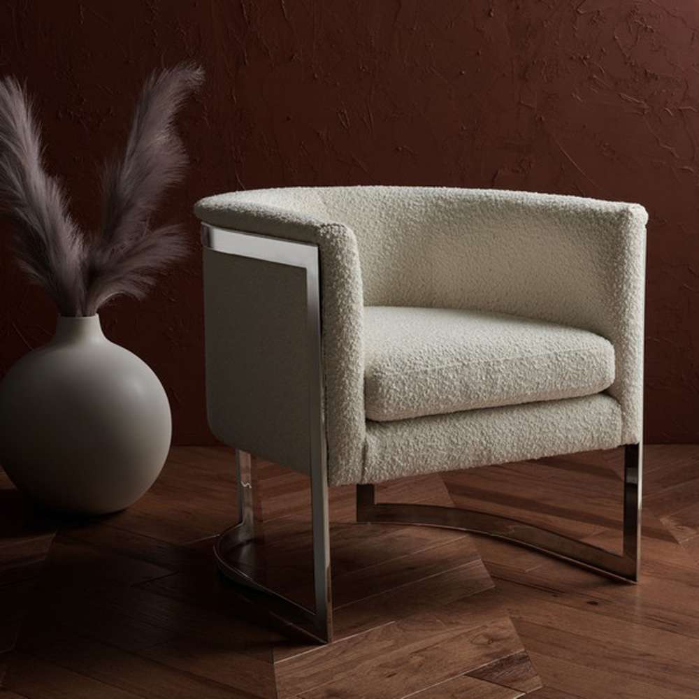 Safavieh - Couture - Gabby Barrel Back Accent Chair - Ivory - Silver - SFV5039A veiw 3