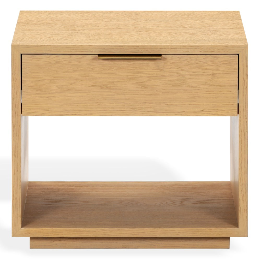 Safavieh - Gabribecca Wood 1 Drawer Nightstand / Greige Oak / Brass - SFV4278A view 1