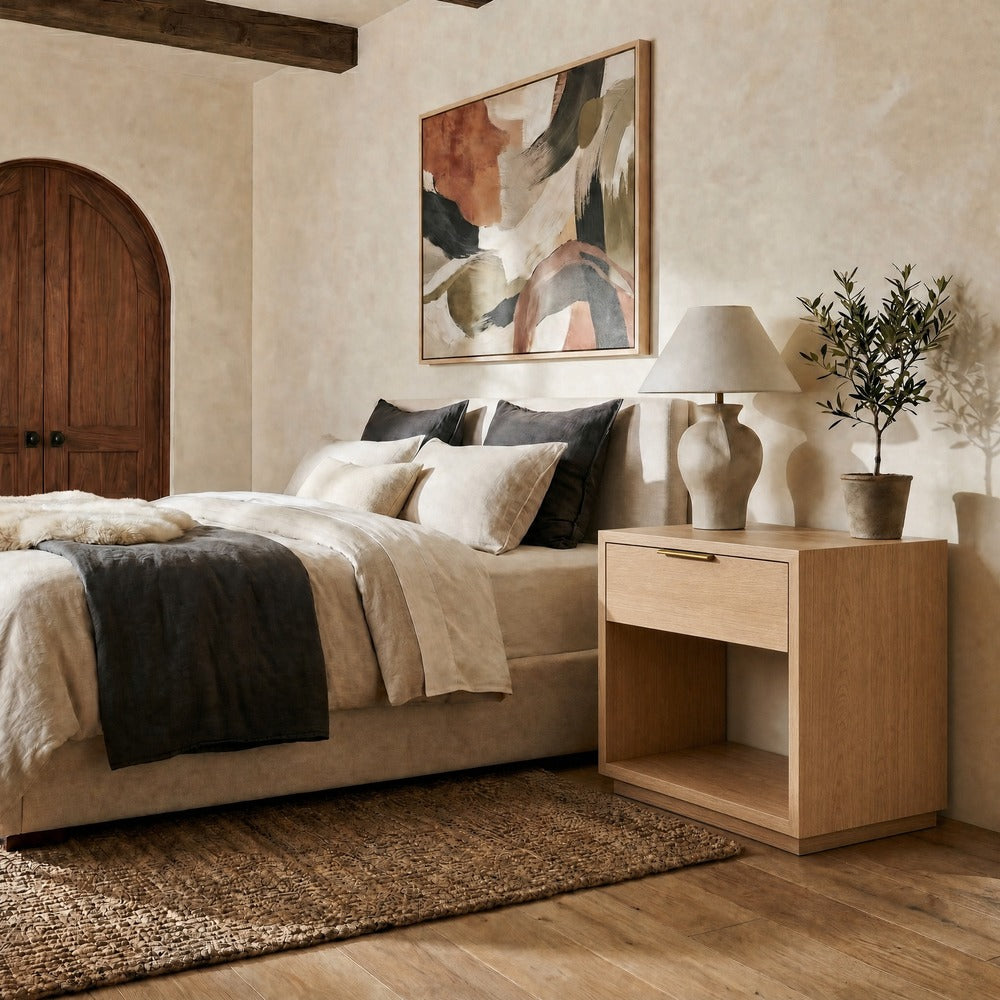 Safavieh - Gabribecca Wood 1 Drawer Nightstand / Greige Oak / Brass - SFV4278A view 2