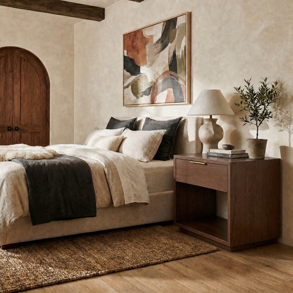 Safavieh - Gabribecca Wood 1 Drawer Nightstand / Walnut / Brass - SFV4278B view 2