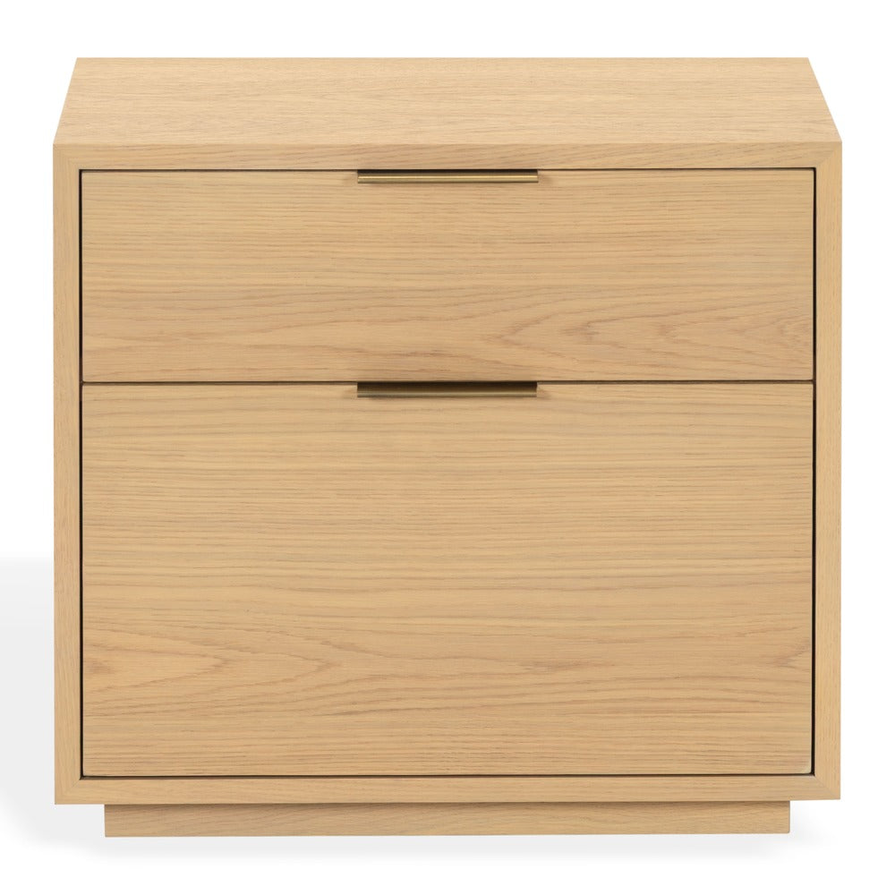 Safavieh - Gabribecca Wood 2 Drawer Nightstand / Greige Oak / Brass - SFV4279A view 1