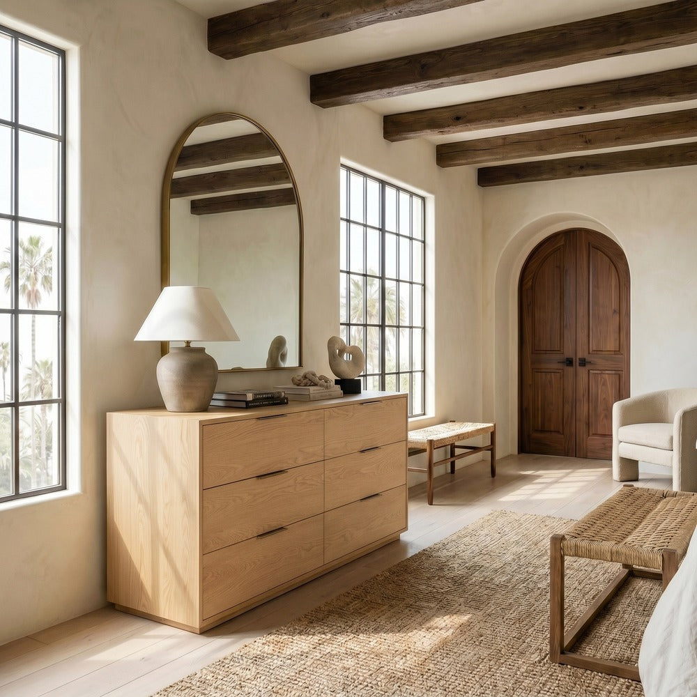 Safavieh - Gabribecca Wood 6 Drawer Dresser / Greige Oak / Brass - SFV4280A view 2