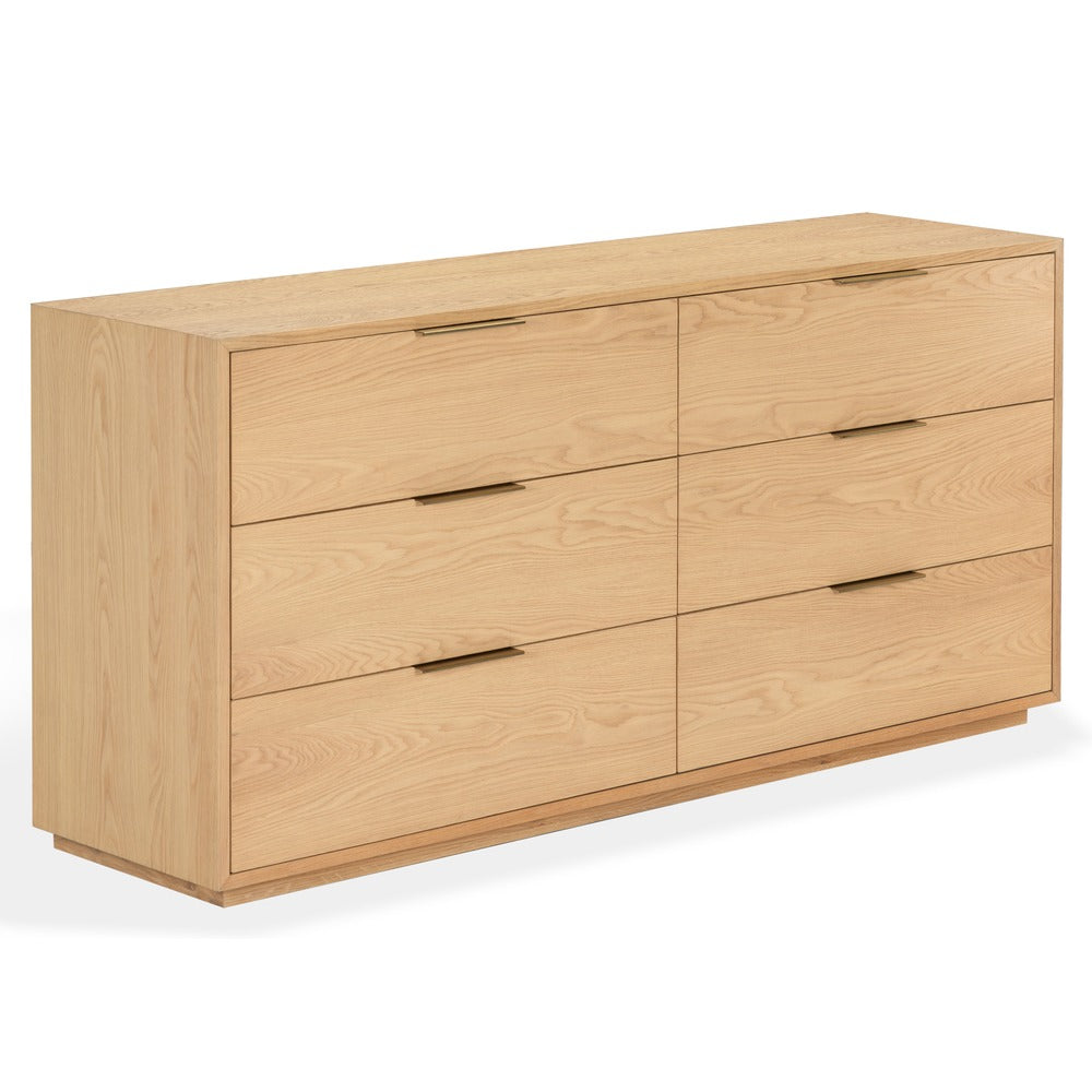 Safavieh - Gabribecca Wood 6 Drawer Dresser / Greige Oak / Brass - SFV4280A view 3