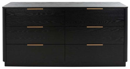 Safavieh - Couture - Gabrietta 6 Drawer Wood Dresser - Black - Gold - SFV2141B veiw 1
