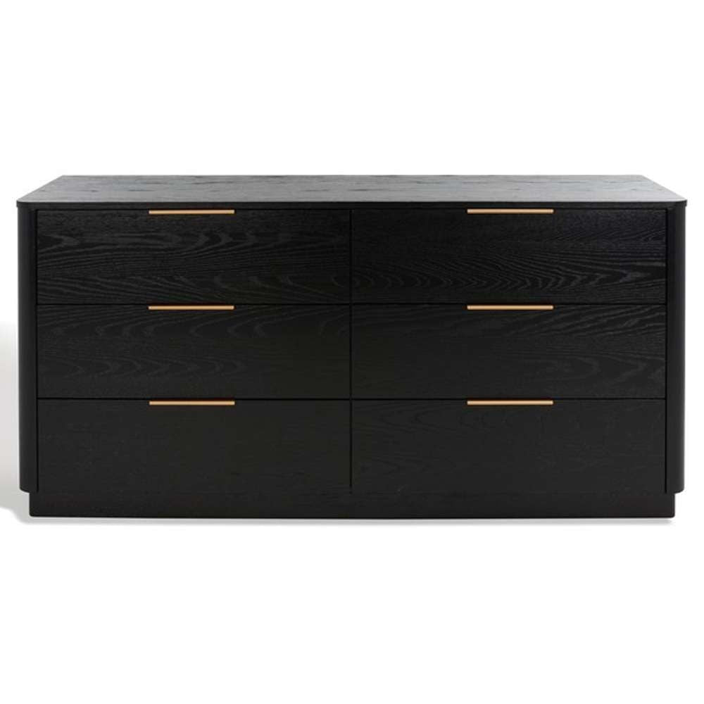 Safavieh - Couture - Gabrietta 6 Drawer Wood Dresser - Black - Gold - SFV2141B veiw 3