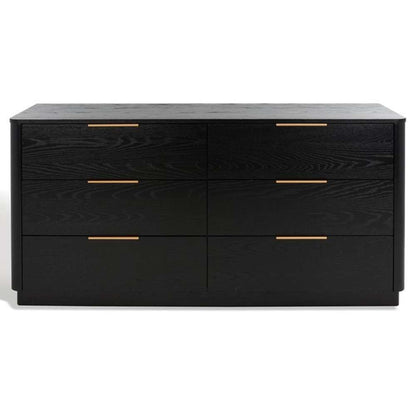 Safavieh - Couture - Gabrietta 6 Drawer Wood Dresser - Black - Gold - SFV2141B veiw 3