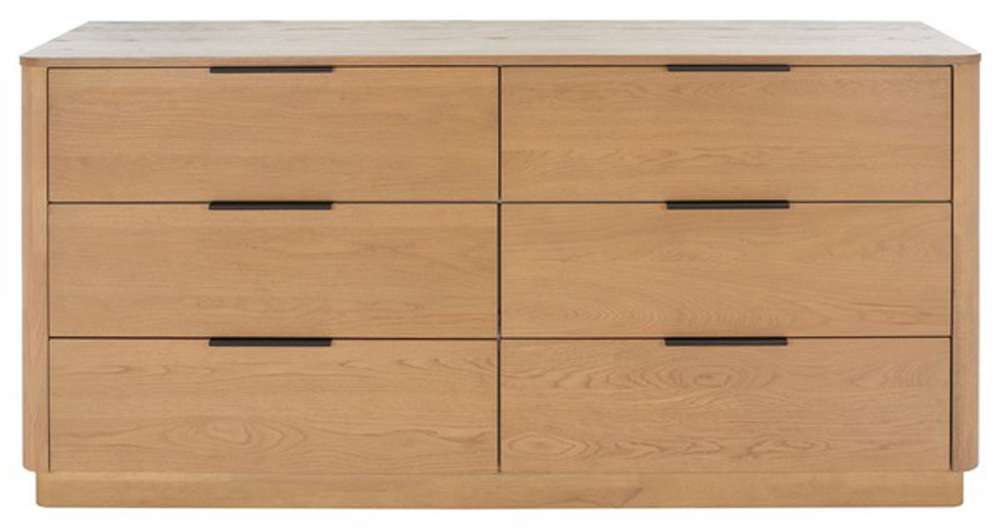 Safavieh - Couture - Gabrietta 6 Drawer Wood Dresser - Natural - Black - SFV2141A veiw 1
