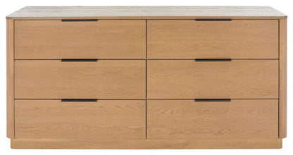 Safavieh - Couture - Gabrietta 6 Drawer Wood Dresser - Natural - Black - SFV2141A veiw 1