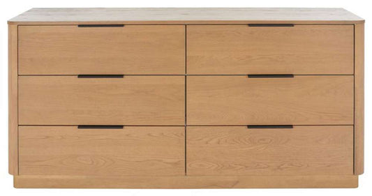 Safavieh - Couture - Gabrietta 6 Drawer Wood Dresser - Natural - Black - SFV2141A veiw 1