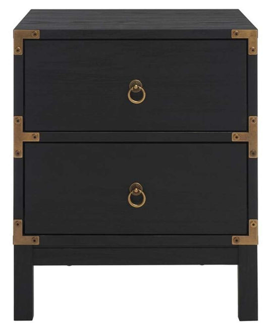 Safavieh - Galio 2 Drawer Nightstand - Black - Gold - NST9600B veiw 1