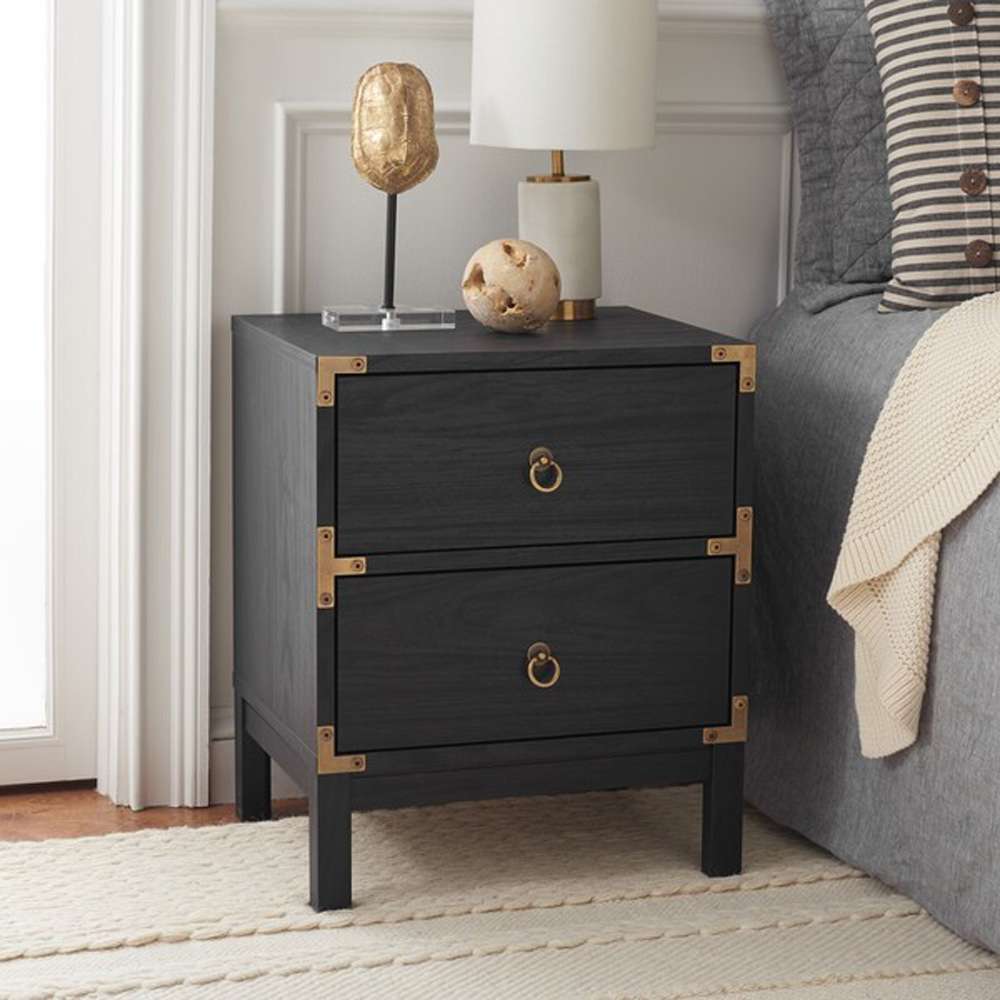 Safavieh - Galio 2 Drawer Nightstand - Black - Gold - NST9600B veiw 2