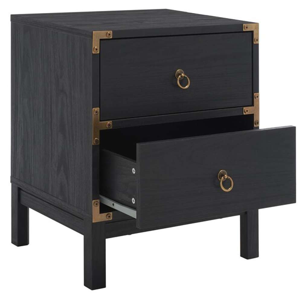 Safavieh - Galio 2 Drawer Nightstand - Black - Gold - NST9600B veiw 3