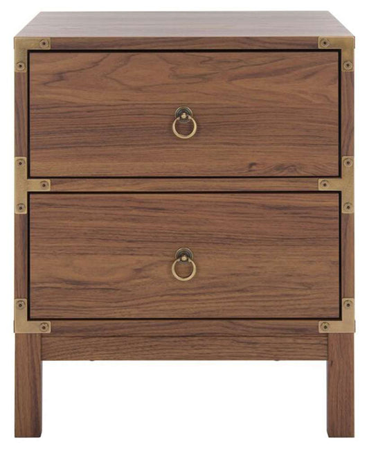 Safavieh - Galio 2 Drawer Nightstand - Walnut - Gold - NST9600A veiw 1