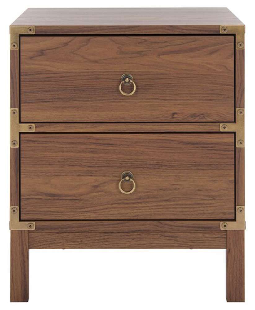 Safavieh - Galio 2 Drawer Nightstand - Walnut - Gold - NST9600A veiw 1