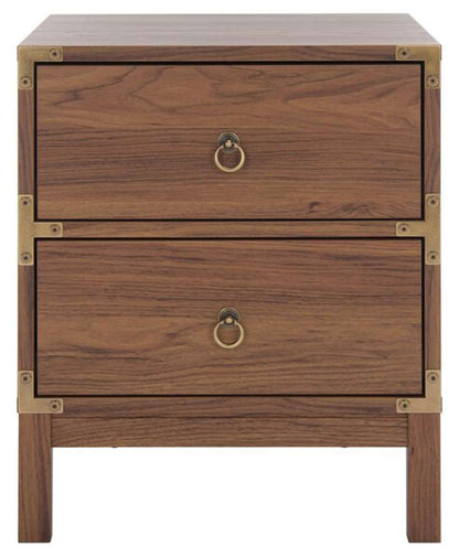 Safavieh - Galio 2 Drawer Nightstand - Walnut - Gold - NST9600A veiw 1