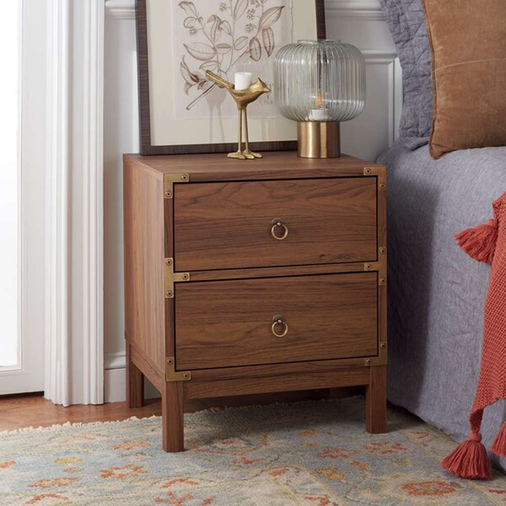Safavieh - Galio 2 Drawer Nightstand - Walnut - Gold - NST9600A veiw 2