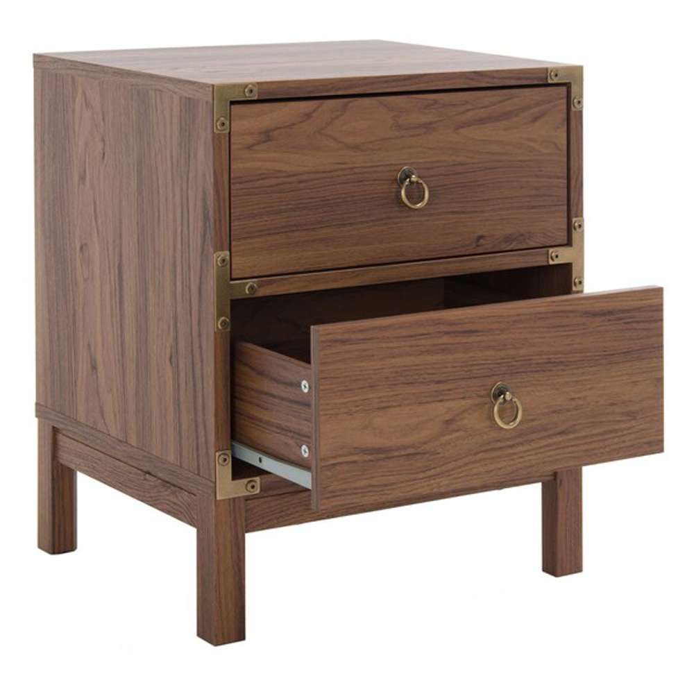 Safavieh - Galio 2 Drawer Nightstand - Walnut - Gold - NST9600A veiw 3