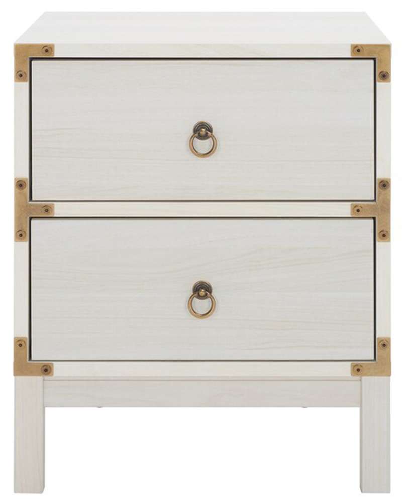 Safavieh - Galio 2 Drawer Nightstand - White - Gold - NST9600C veiw 1