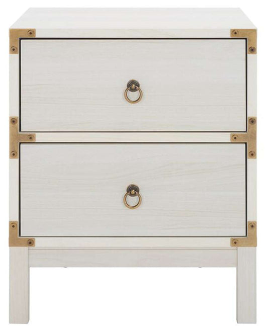 Safavieh - Galio 2 Drawer Nightstand - White - Gold - NST9600C veiw 1