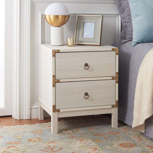 Safavieh - Galio 2 Drawer Nightstand - White - Gold - NST9600C veiw 2