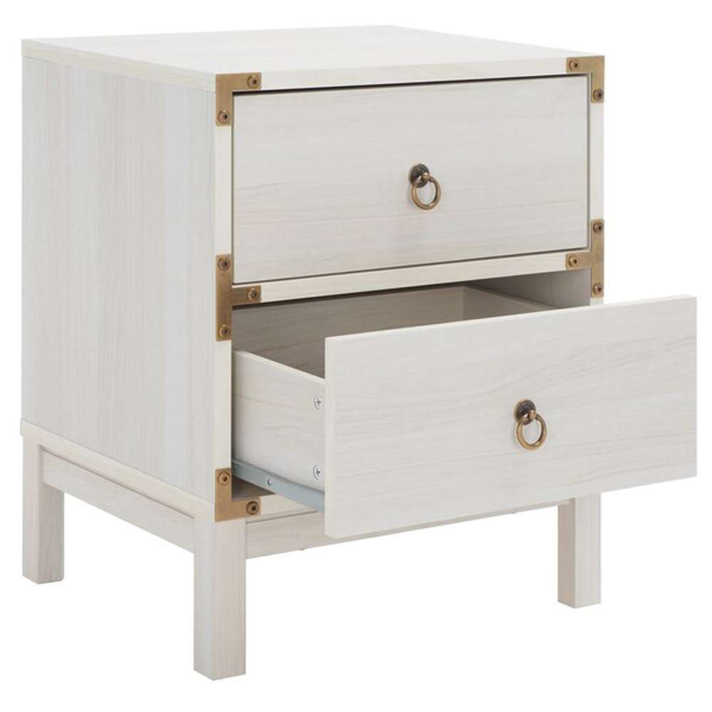 Safavieh - Galio 2 Drawer Nightstand - White - Gold - NST9600C veiw 3