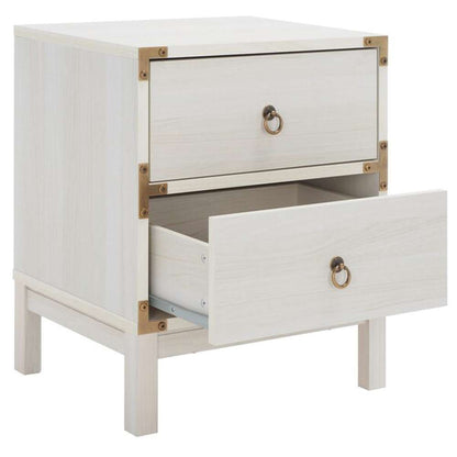 Safavieh - Galio 2 Drawer Nightstand - White - Gold - NST9600C veiw 3